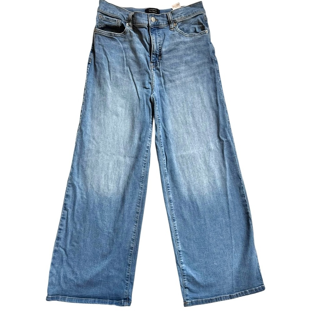 Banana Republic Factory Wide Leg Jean High Rise Blue Medium Wash, denim, - Picture 7 of 14